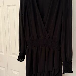 Michael Kors Elegant Black Long Sleeve Dress